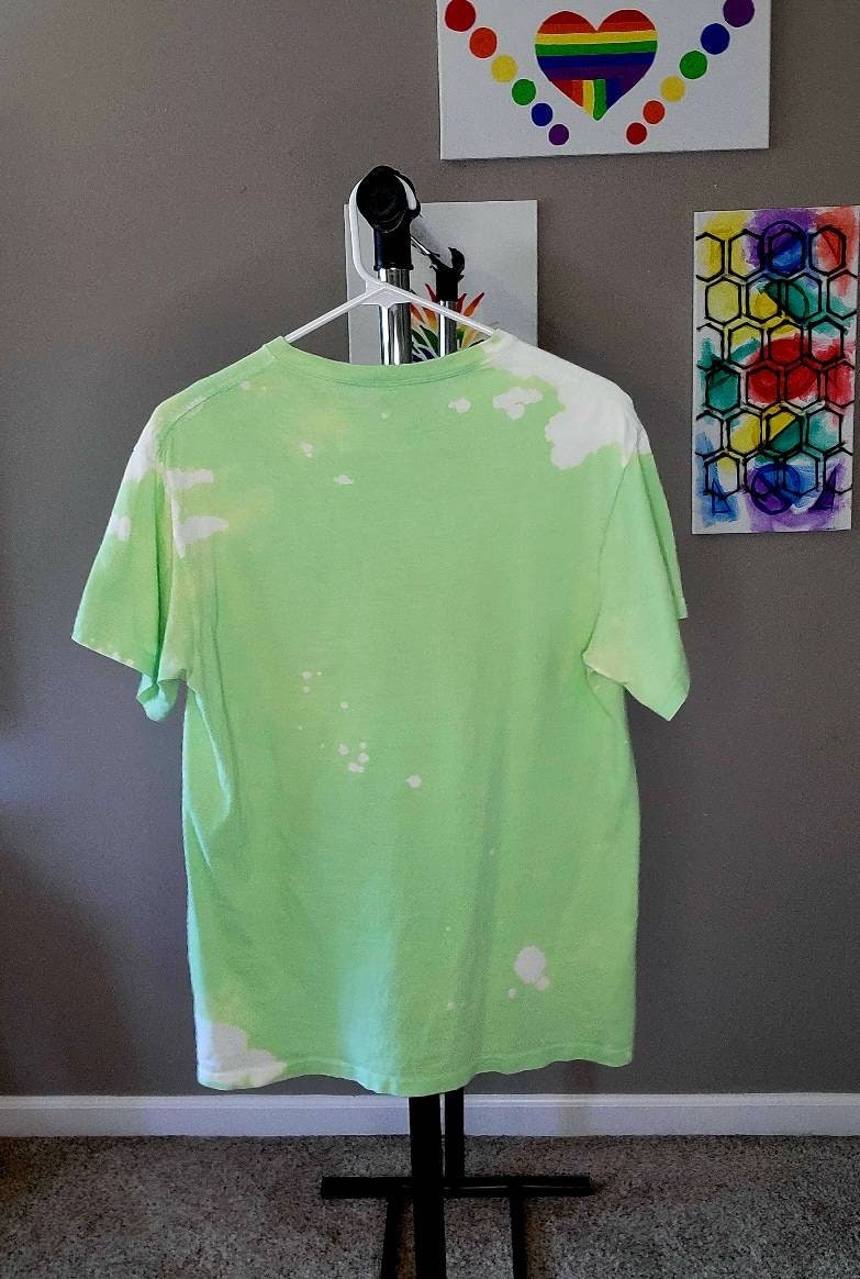 Bleach tie dye green shirt hot sale